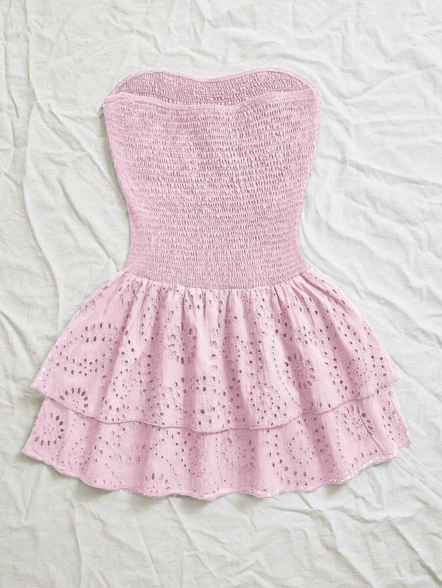 Women’s Summer Mini Smock Dress | Strapless, Ruffle