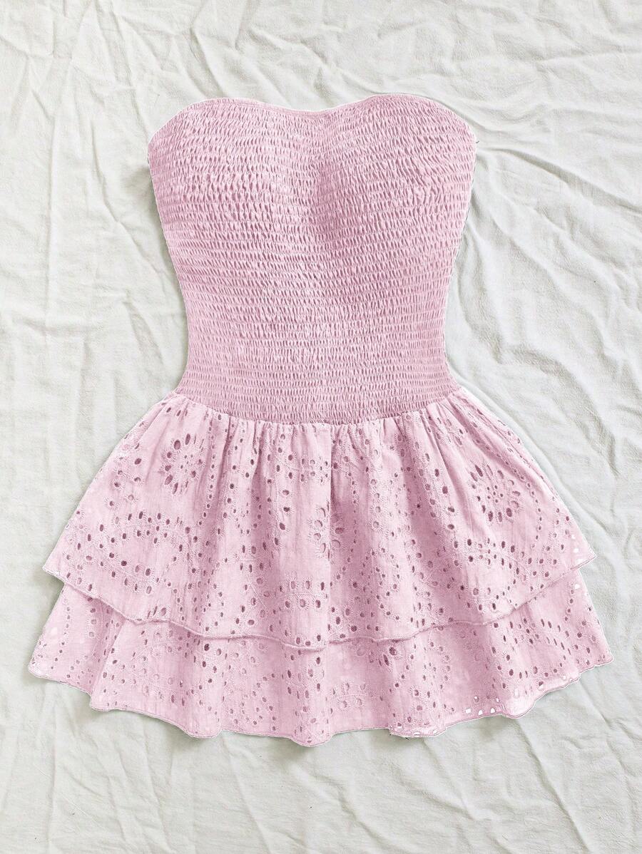 Women’s Summer Mini Smock Dress | Strapless, Ruffle