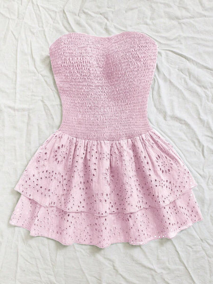 Women’s Summer Mini Smock Dress | Strapless, Ruffle