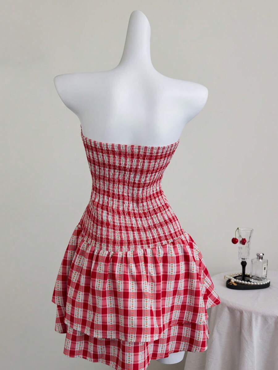 Women’s Summer Mini Smock Dress | Strapless, Ruffle