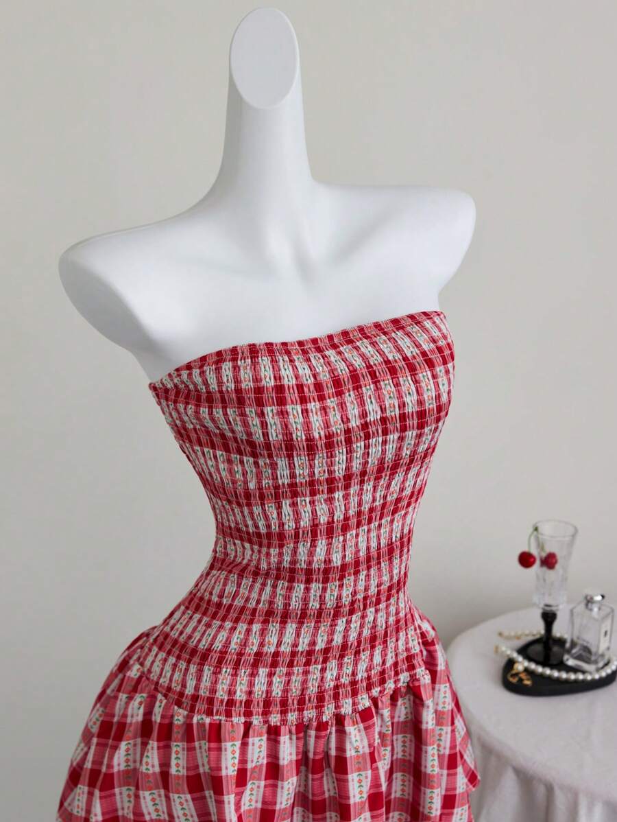 Women’s Summer Mini Smock Dress | Strapless, Ruffle