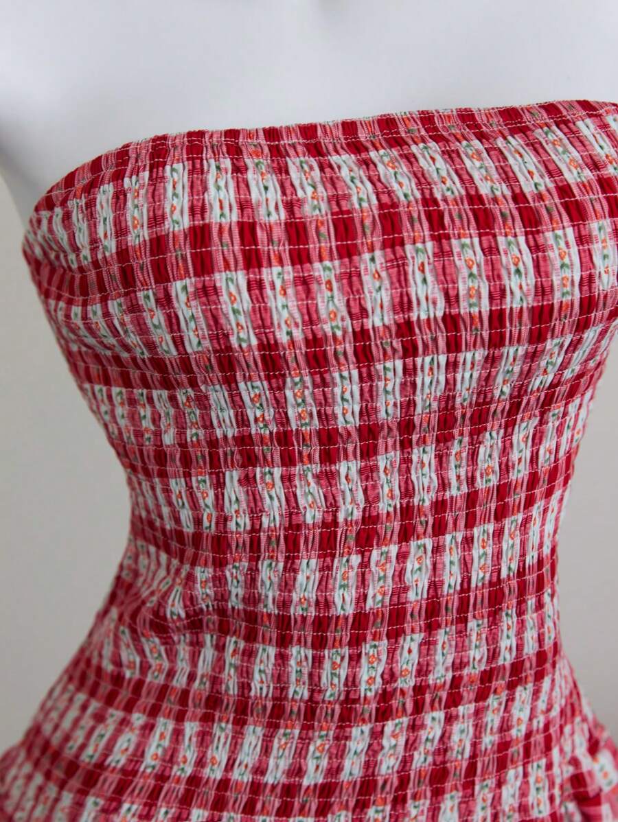 Women’s Summer Mini Smock Dress | Strapless, Ruffle