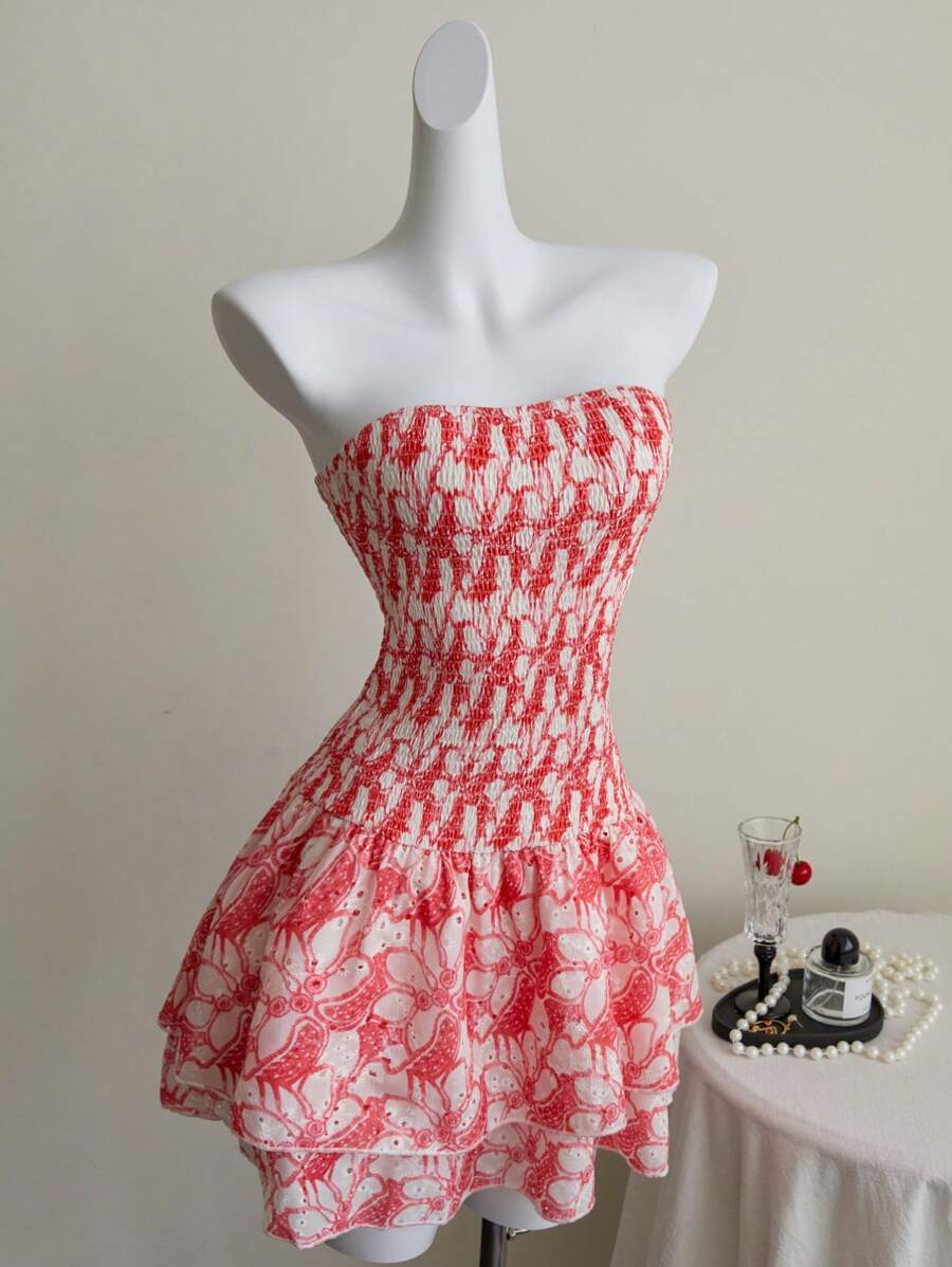 Women’s Summer Mini Smock Dress | Strapless, Ruffle