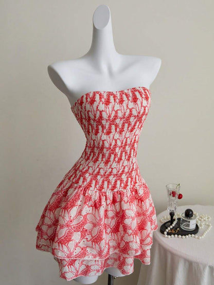 Women’s Summer Mini Smock Dress | Strapless, Ruffle