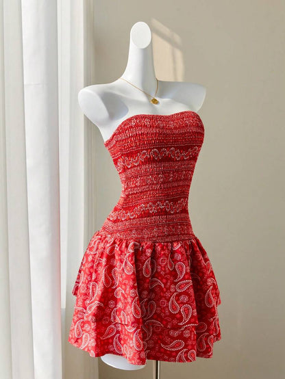Women’s Summer Mini Smock Dress | Strapless, Ruffle