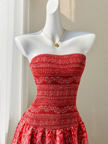 Women’s Summer Mini Smock Dress | Strapless, Ruffle