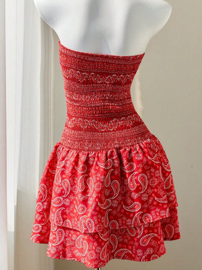 Women’s Summer Mini Smock Dress | Strapless, Ruffle