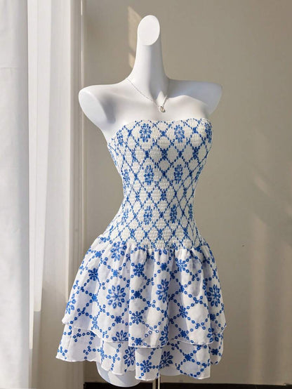 Women’s Summer Mini Smock Dress | Strapless, Ruffle