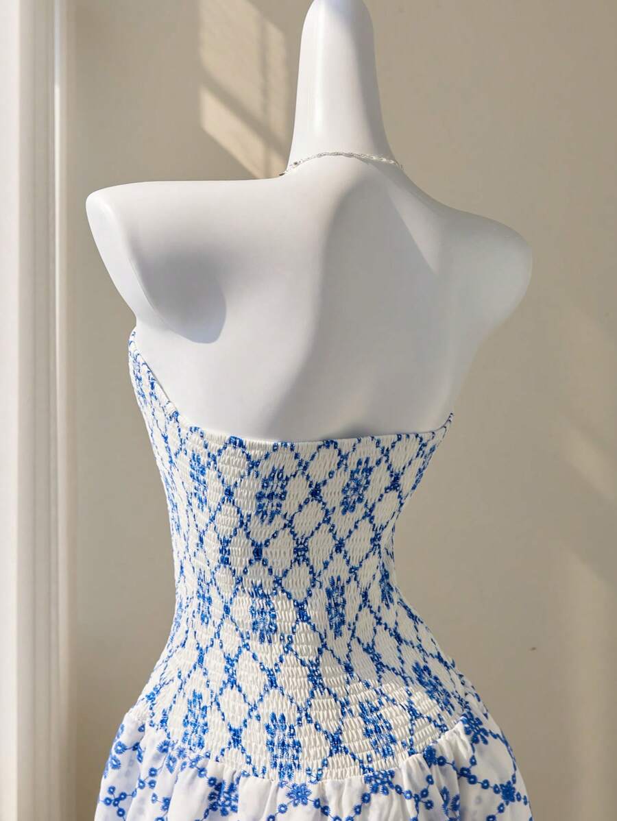 Women’s Summer Mini Smock Dress | Strapless, Ruffle