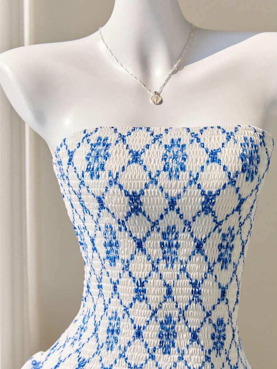 Women’s Summer Mini Smock Dress | Strapless, Ruffle