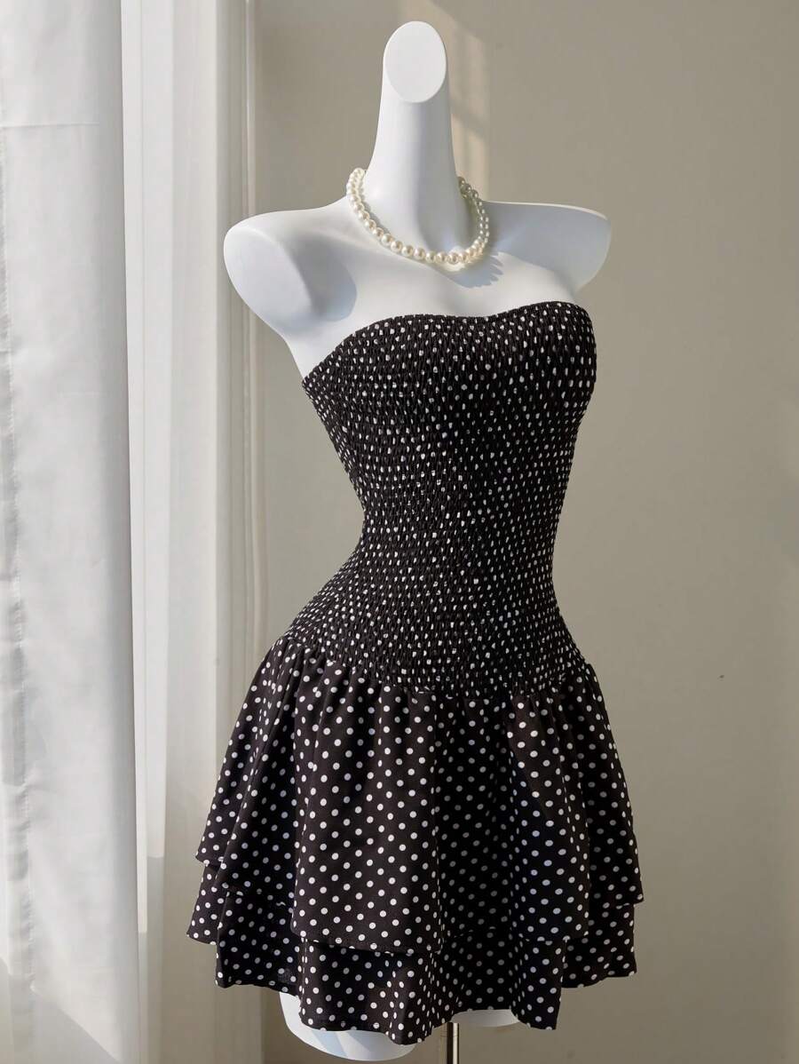 Women’s Summer Mini Smock Dress | Strapless, Ruffle