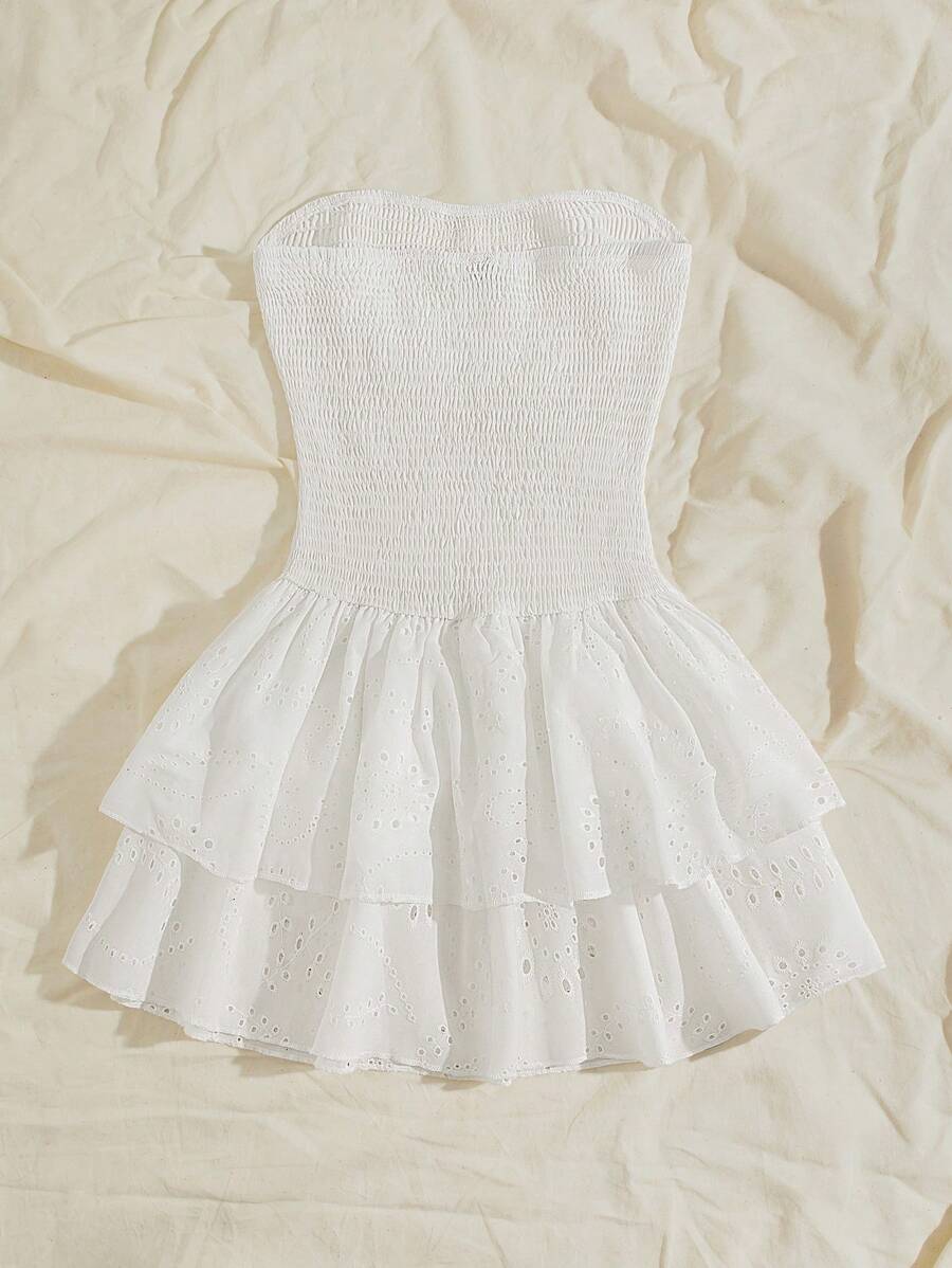 Women’s Summer Mini Smock Dress | Strapless, Ruffle
