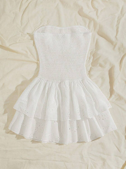 Women’s Summer Mini Smock Dress | Strapless, Ruffle