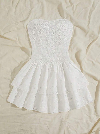 Women’s Summer Mini Smock Dress | Strapless, Ruffle