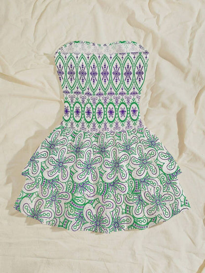 Women’s Summer Mini Smock Dress | Strapless, Ruffle