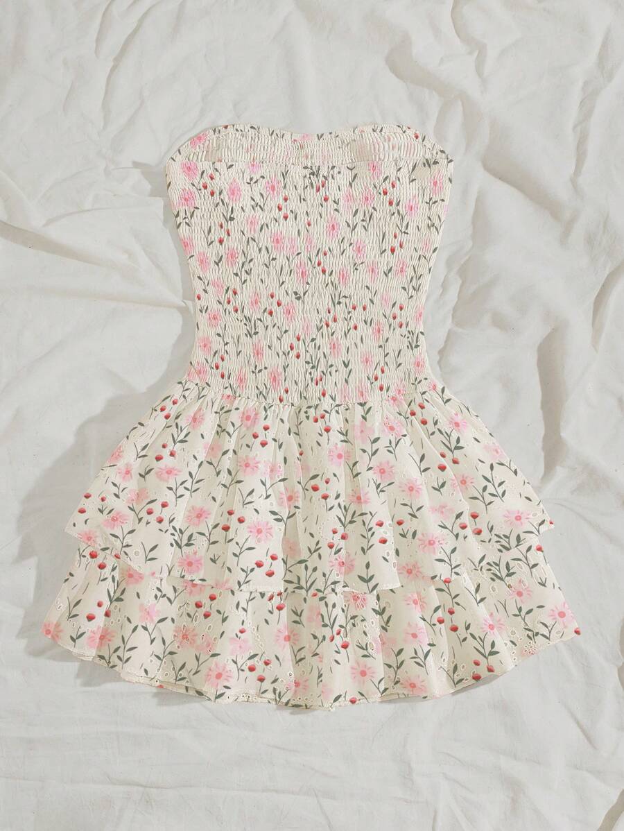 Women’s Summer Mini Smock Dress | Strapless, Ruffle