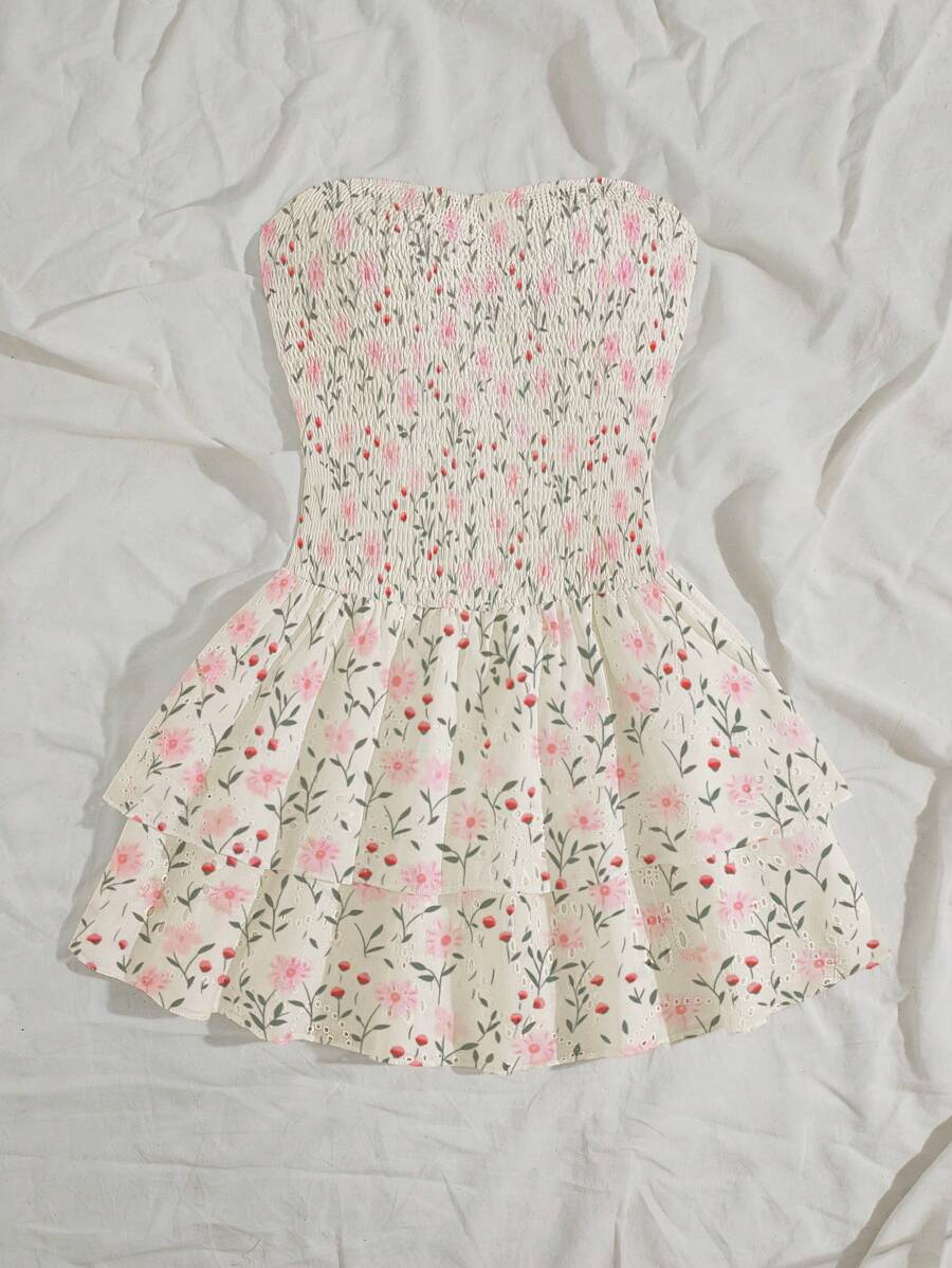 Women’s Summer Mini Smock Dress | Strapless, Ruffle