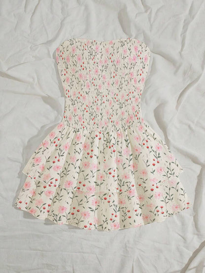 Women’s Summer Mini Smock Dress | Strapless, Ruffle
