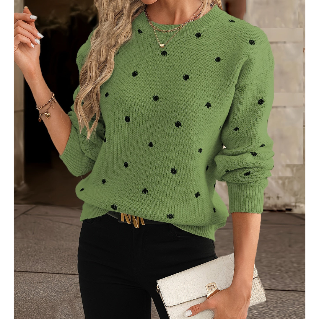 Aisling | Ladies' Polka Dot Knit Jumper | Chic, Comfy, Year-Round Essential