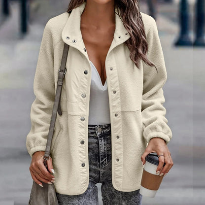 Nanette - Casual Buttoned Fleece-Lined Coat