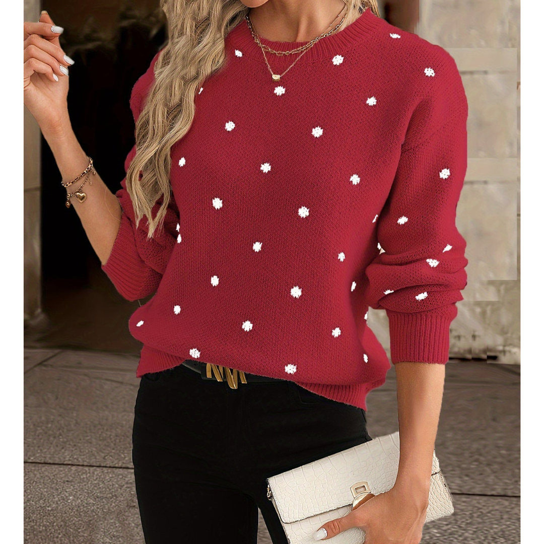 Aisling | Ladies' Polka Dot Knit Jumper | Chic, Comfy, Year-Round Essential