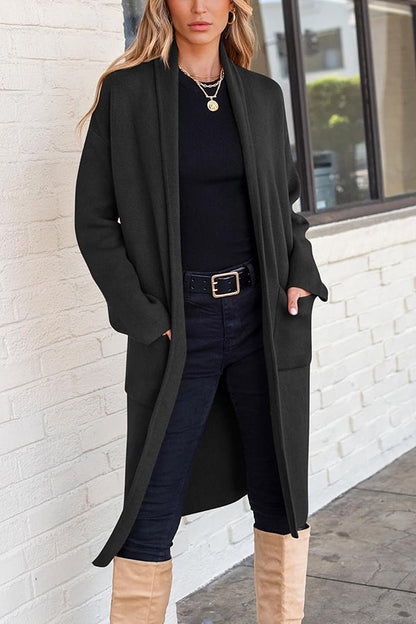 Falynn - Elegant loose long-sleeve long cardigan coat with pockets