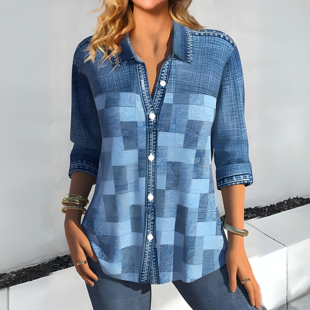 Zyrille - Elegant checked button-up blouse
