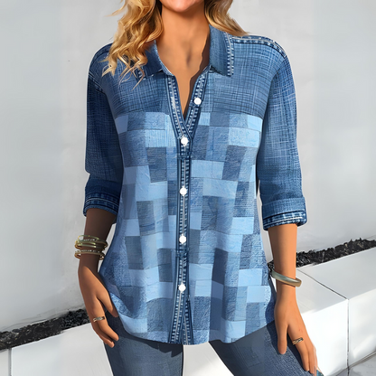 Zyrille - Elegant checked button-up blouse