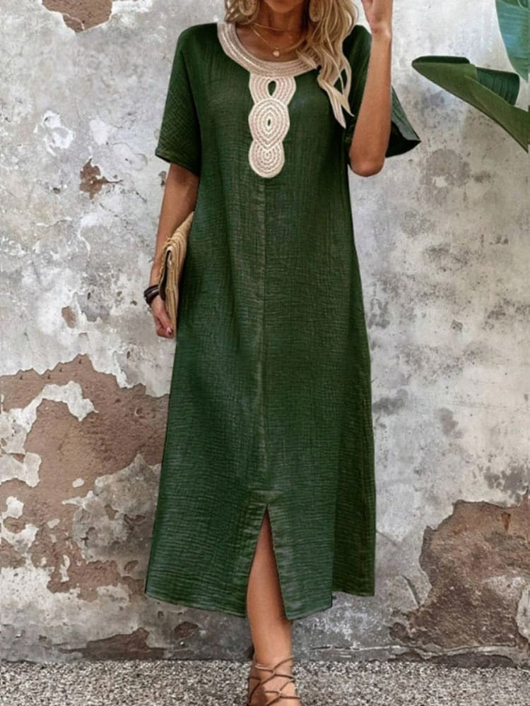 Geneva - Elegant short-sleeve long dress