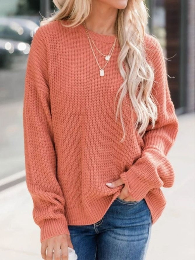 Quintella - Comfortable Ribbed Knit Sweater