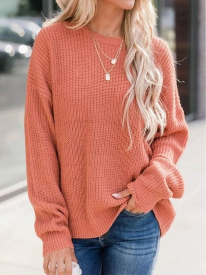 Quintella - Comfortable Ribbed Knit Sweater