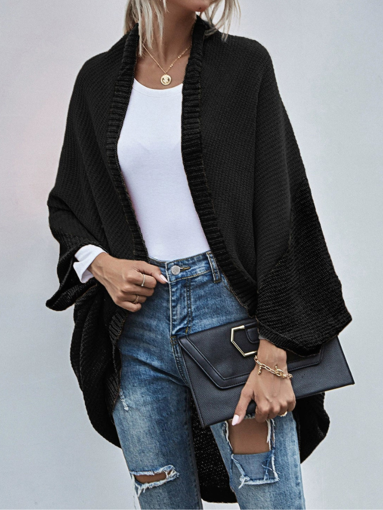 Ricca - Casual Oversized Knitted Cardigan with Batwing Sleeves