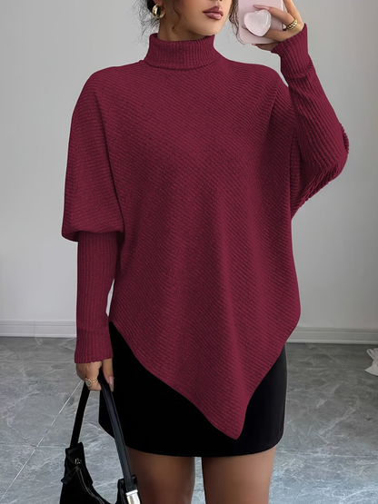 Vyra - Stylish knitted asymmetrical turtleneck sweater