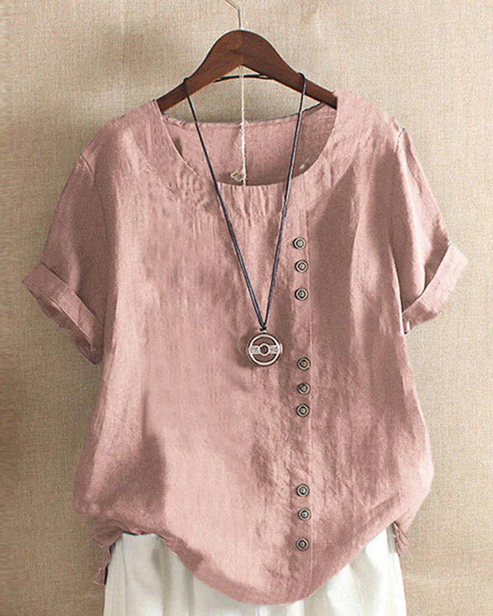 Women’s Casual Summer Shirt | Short Sleeve, Asymmetrical