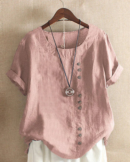 Women’s Casual Summer Shirt | Short Sleeve, Asymmetrical