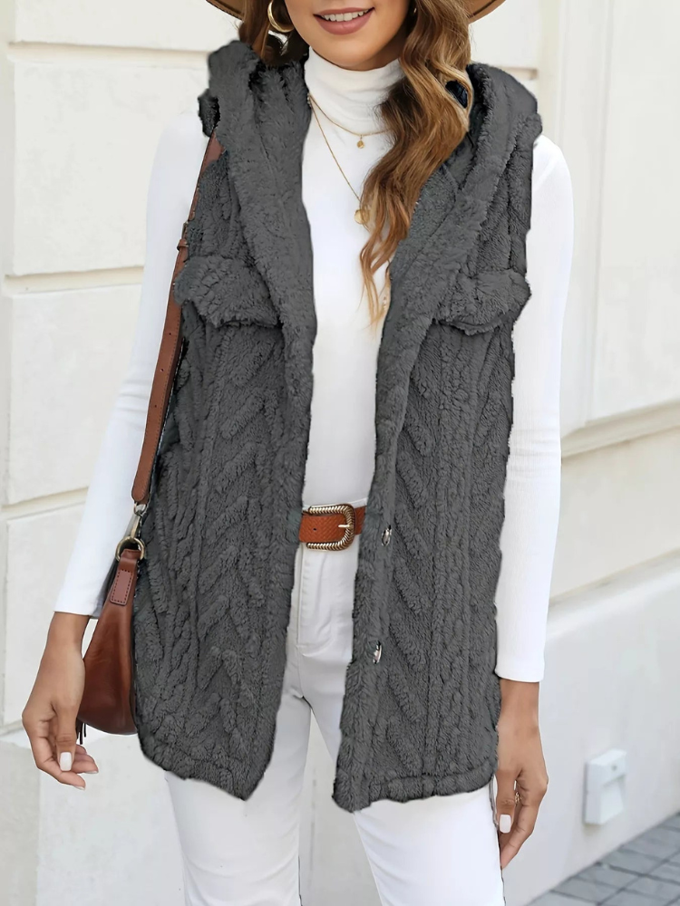 Quintina - Elegant Hooded Button-Front Vest