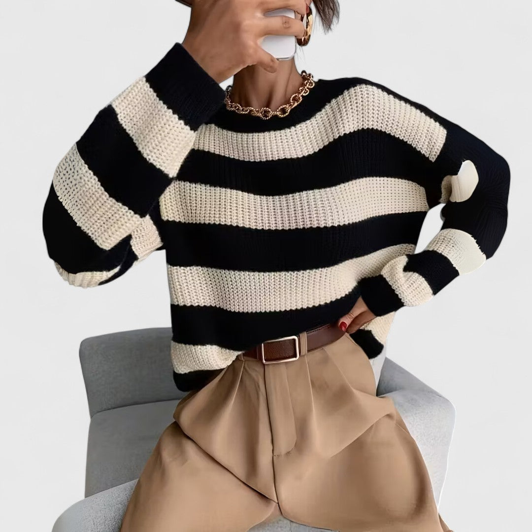 Zonia - Chic striped warm knitted sweater