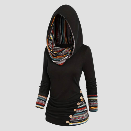 Aisling | Chic Women's Slim Fit Hoodie | Ethnic Print, Comfortable, Versatile