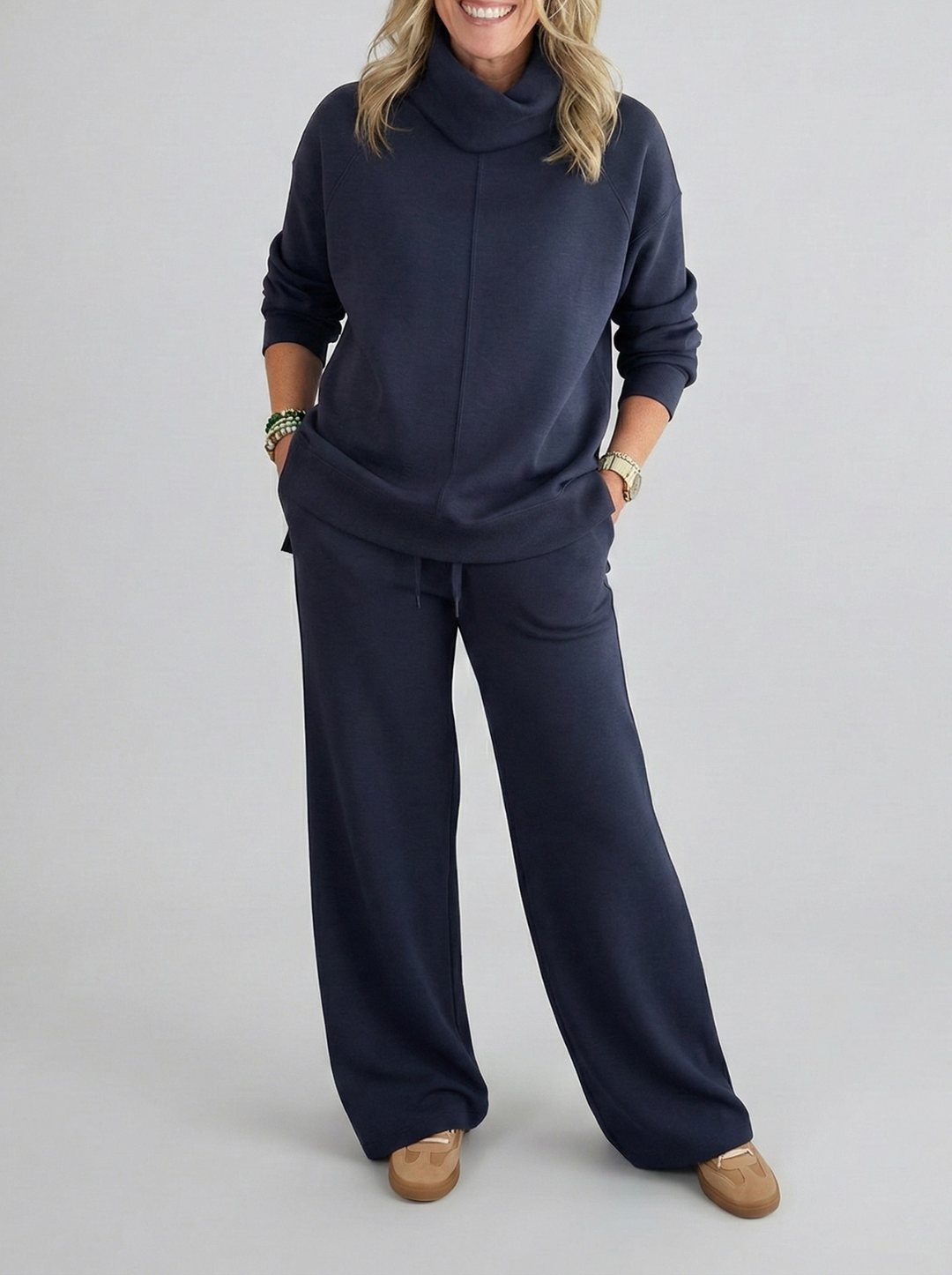 Jaidda - Elegant knitted tutleneck and pants set