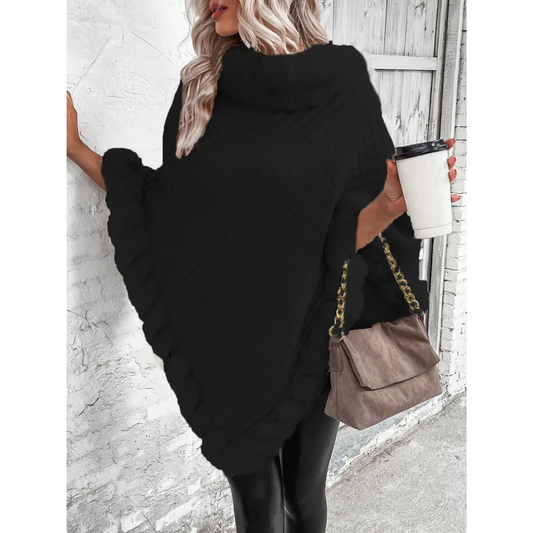 Clodagh | Women's Elegant Knit Poncho with High Neck | Warm, Versatile, Chic