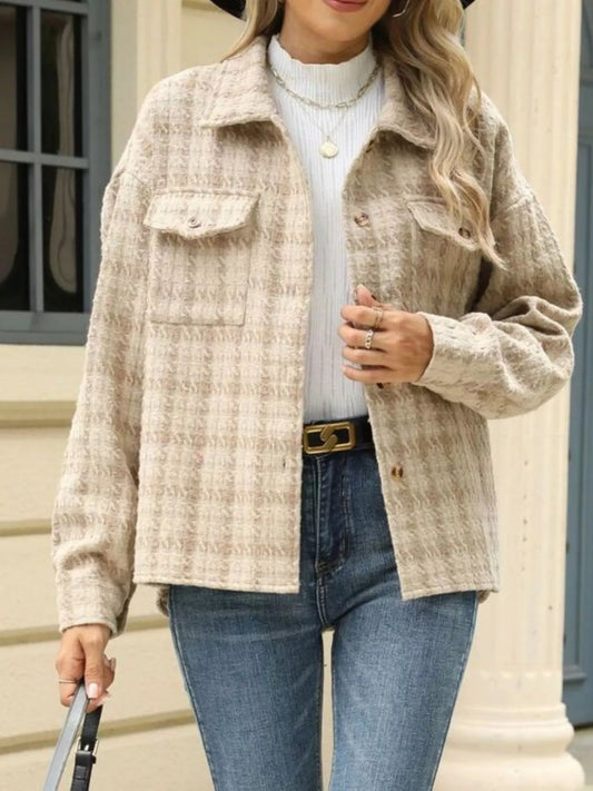 Cartina - Elegant Checkered Button-Up Warm Jacket