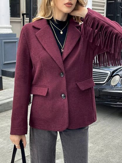 Michella - Elegant Cropped Blazer with Mandarin Collar and Buttons