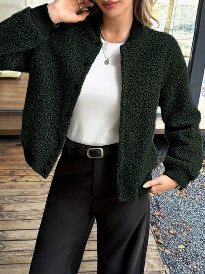 Cecille - Elegant Warm Fleece Jacket with Snap Buttons