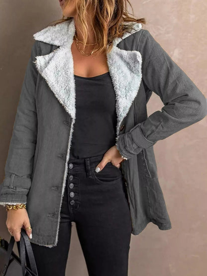 Jaycie - Stylish fleeced lined loose warm jacket