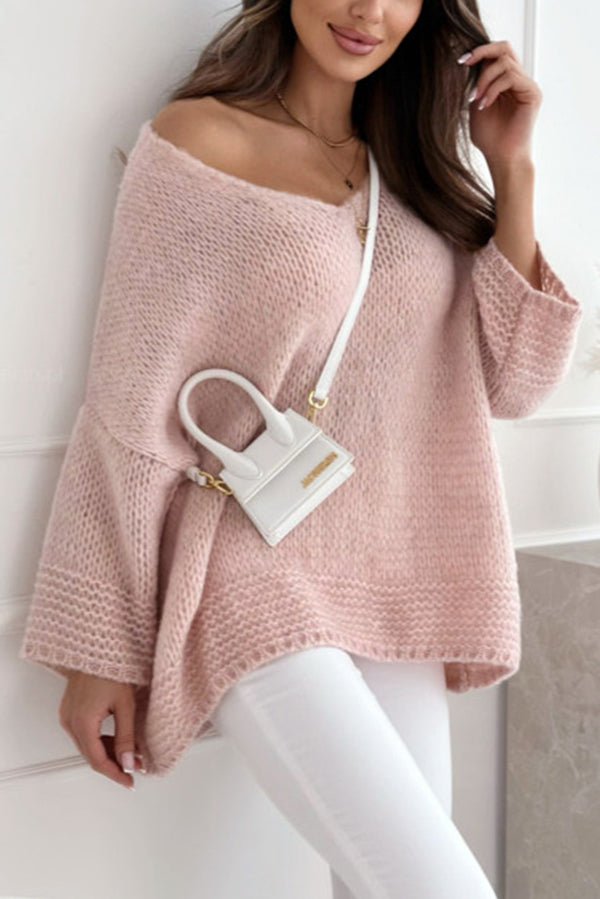 Gia - Chic loose V-neck casual knitted sweater