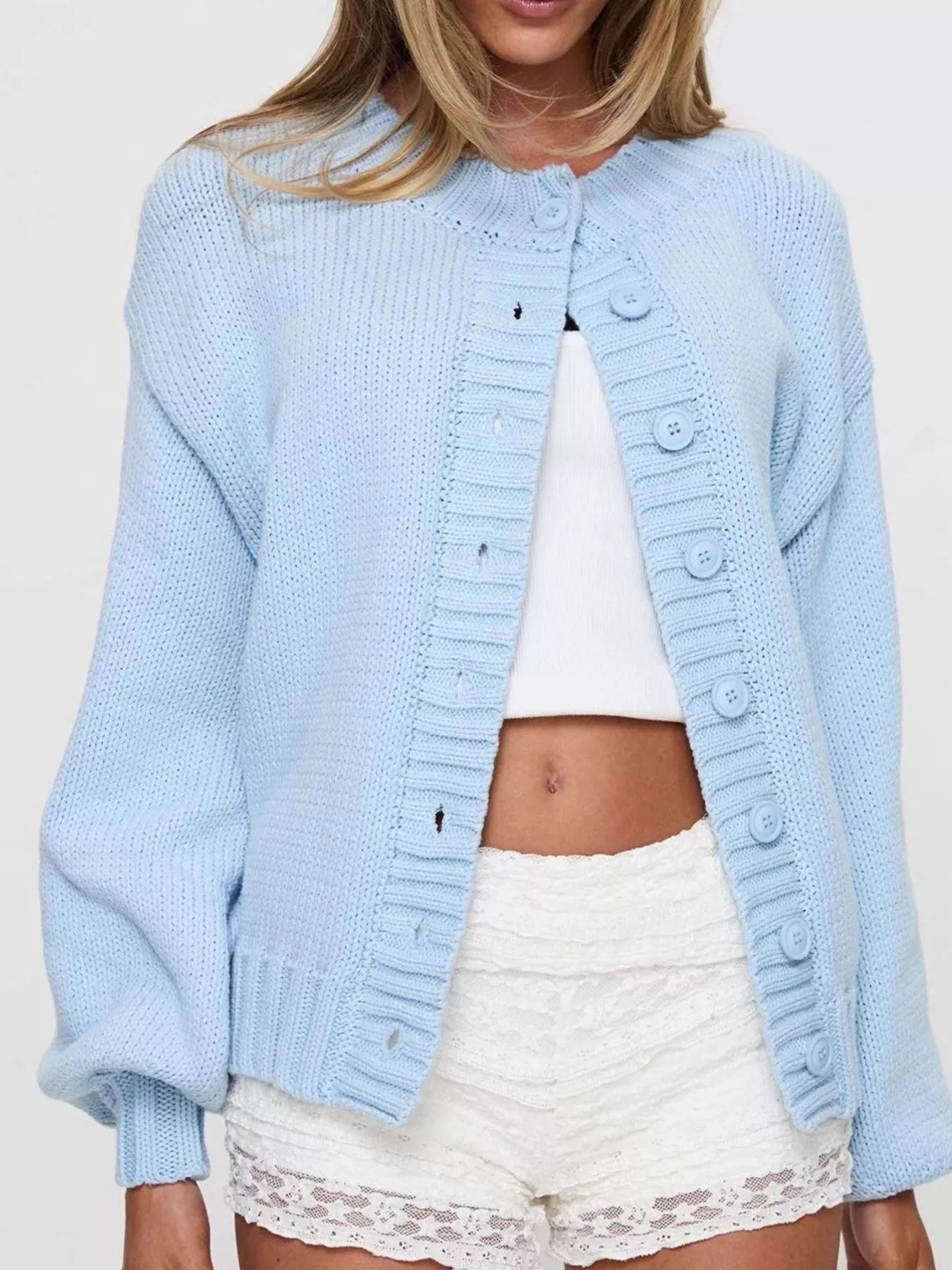 Izabella - Stylish warm button-down knit cardigan