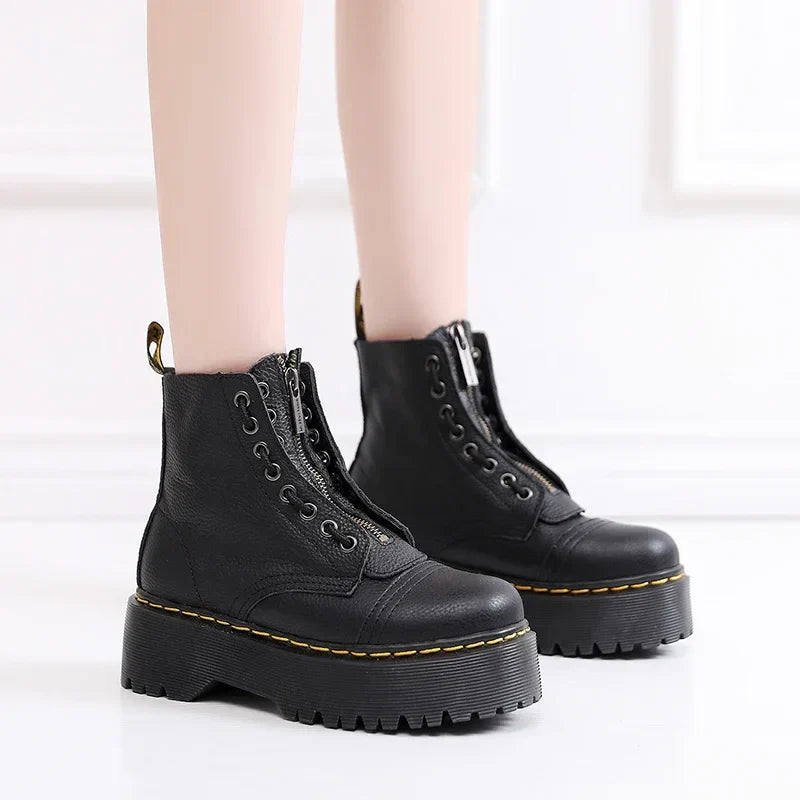 Aisling | Chic Leather Platform Boots for Fashion-Forward Comfort | Durable, Stylish, Trendy