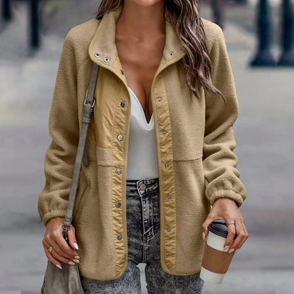 Nanette - Casual Buttoned Fleece-Lined Coat