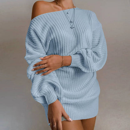 Yalena - Elegant Off-Shoulder Warm Knitted Dress