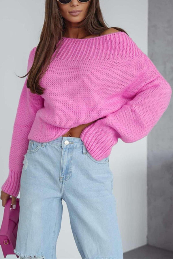 Jilian - Loose round neck knitted crop sweater